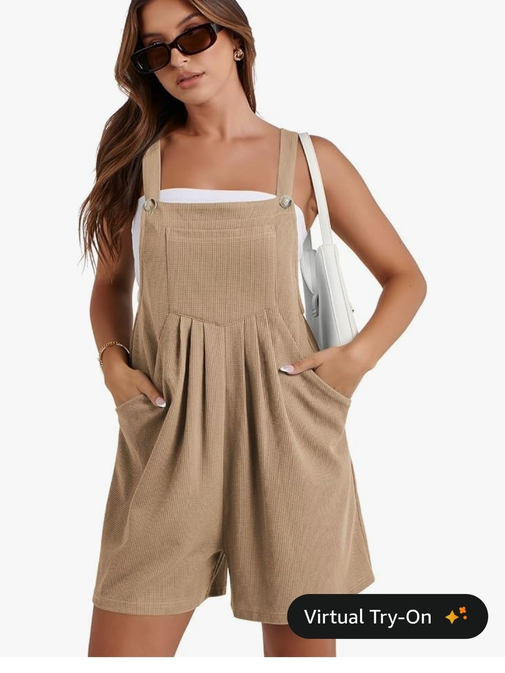 Set Of 2 Women’s Sleeveless Maternity Romper Overalls in Brown and Blush